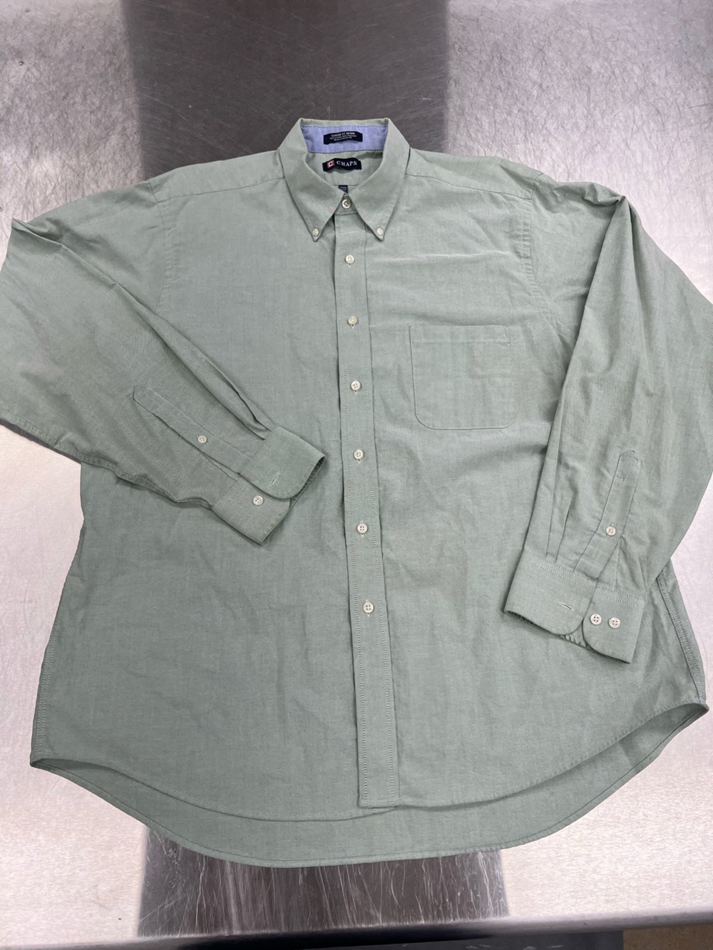 Chap’s Classic Wrinkle Free Long-Sleeve Button-Down- Sage Green Men’s 17/17.5